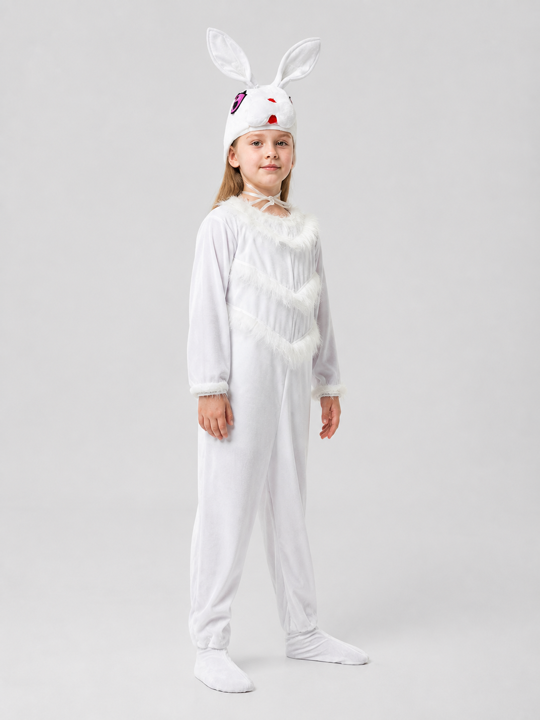 Bunny Costume: White Jumpsuit with Ears side view