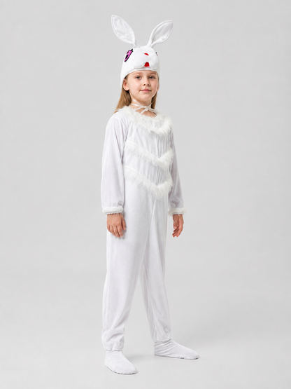 Bunny Costume: White Jumpsuit with Ears side view