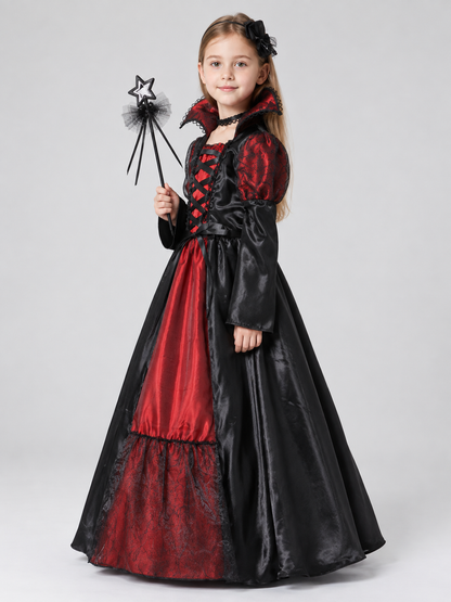 Children's Black and Red Carnival Costume with Lacing side view