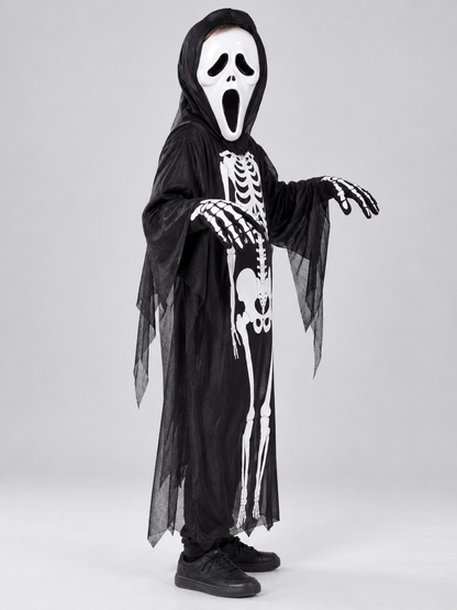 Skeleton Costume with Mask and Gloves side view