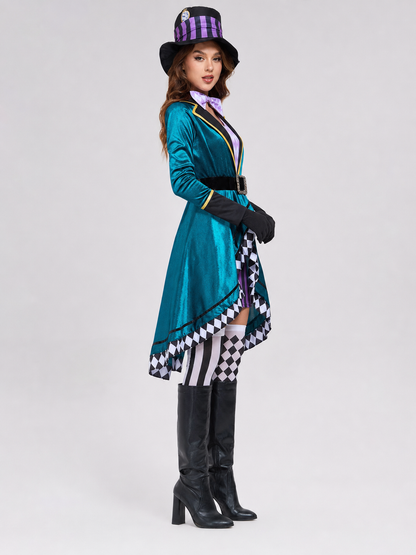 Stage Costume with an Asymmetrical Skirt and Top Hat