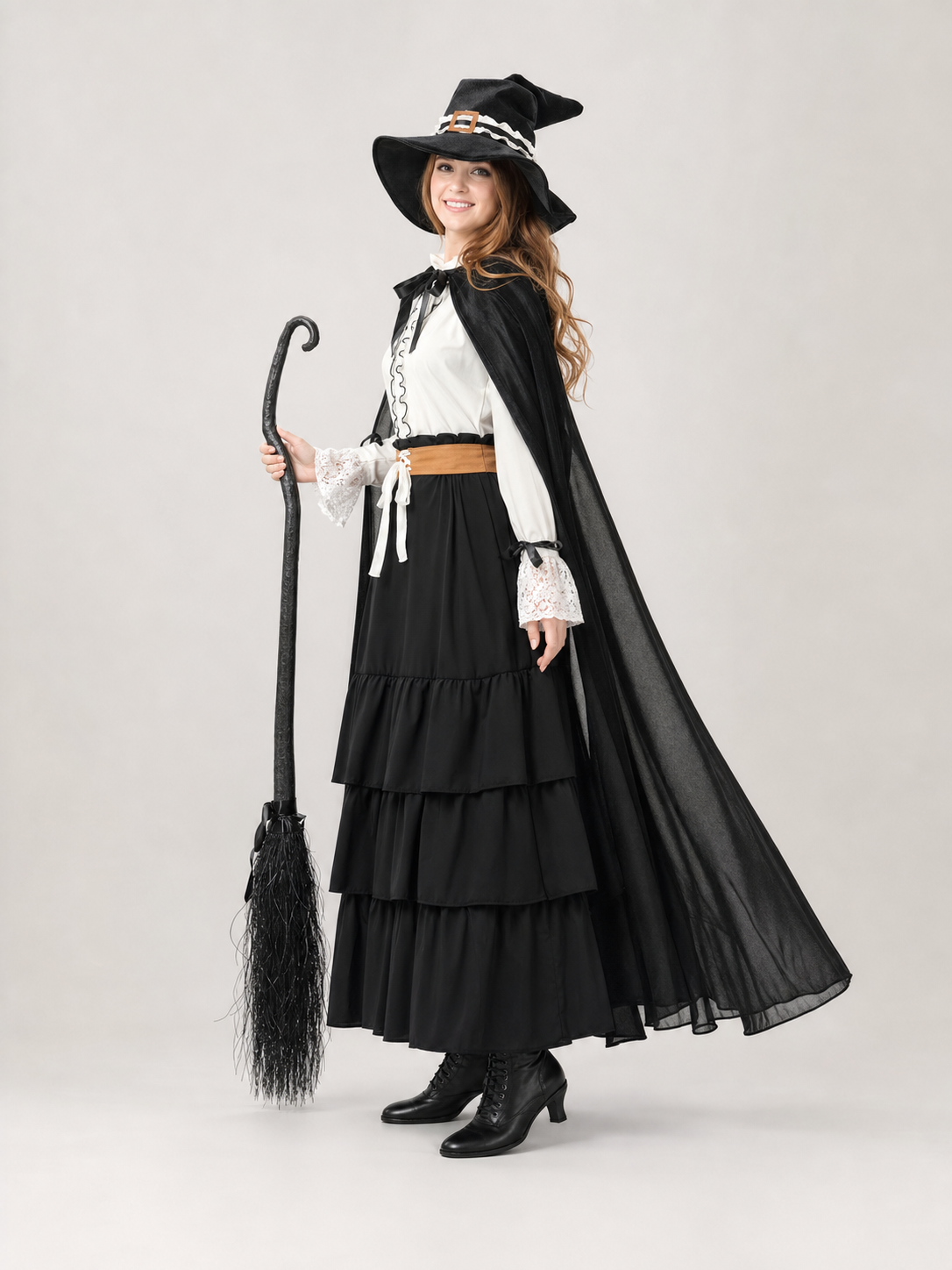 Halloween Witch Costume with Hat and Cloak