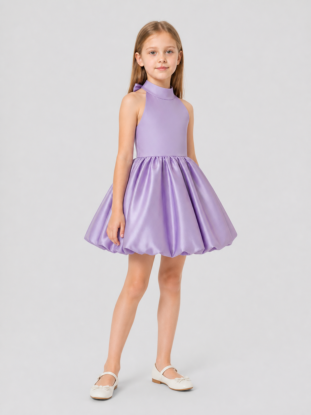 Tutu Dress with a Satin Sheen and Bow side view