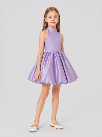 Tutu Dress with a Satin Sheen and Bow side view