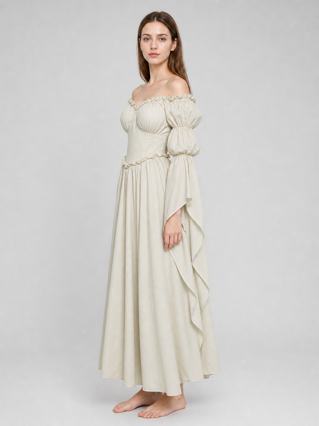 Long vintage-style ruffled dress