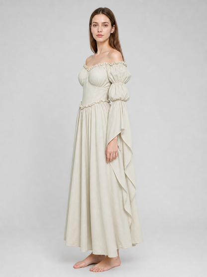 Long vintage-style ruffled dress