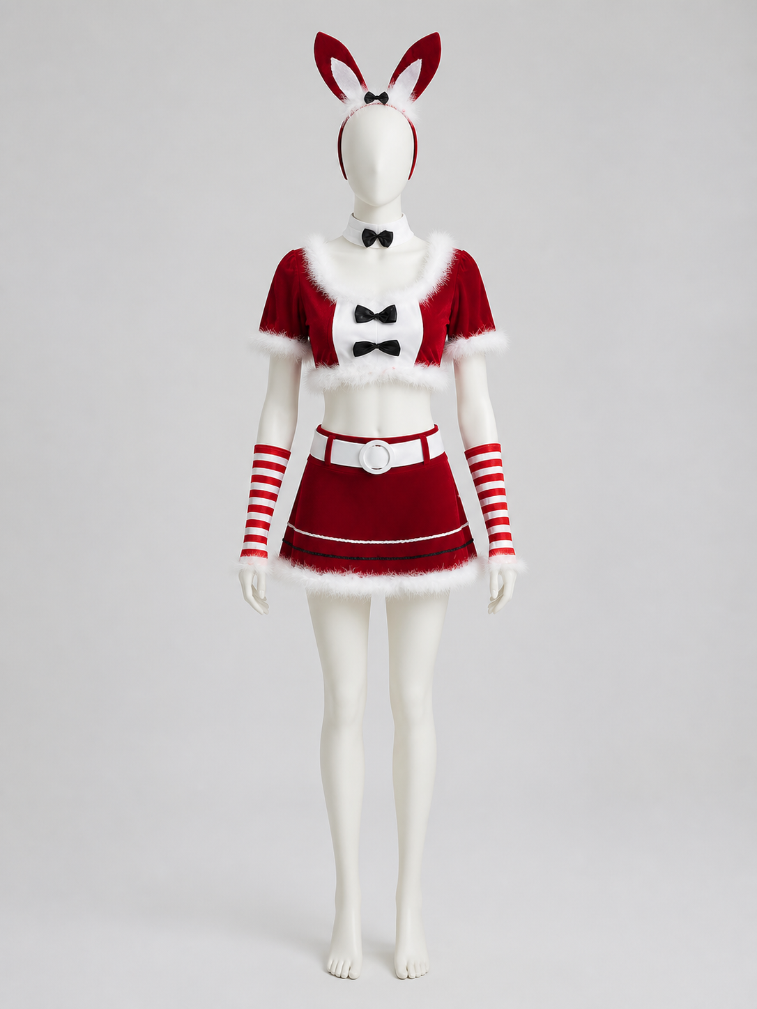 Christmas Bunny Costume, Red, 2-Piece side view