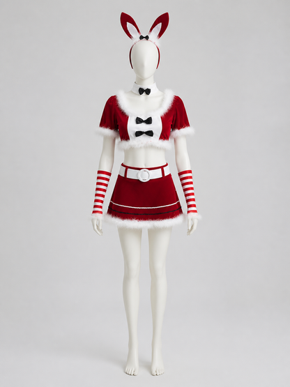 Christmas Bunny Costume, Red, 2-Piece side view