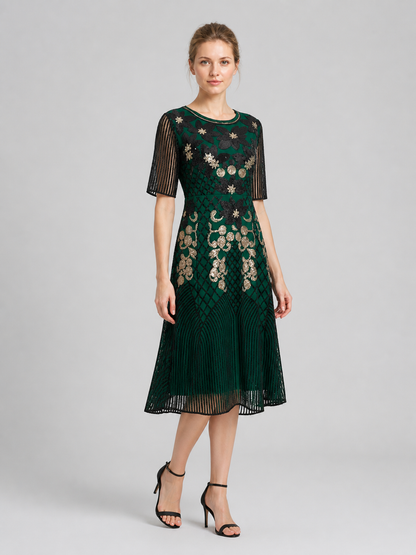 1920s-Style Sequin Dress with 3/4 Sleeves side view