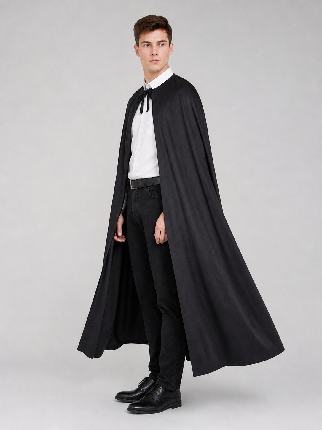 Black Long Cape Cloak for Halloween and Stage