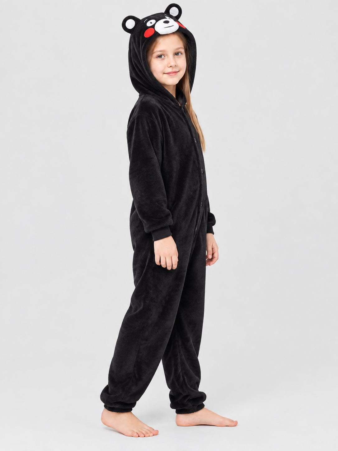 Flannel Hooded Pajama Jumpsuit with Ears