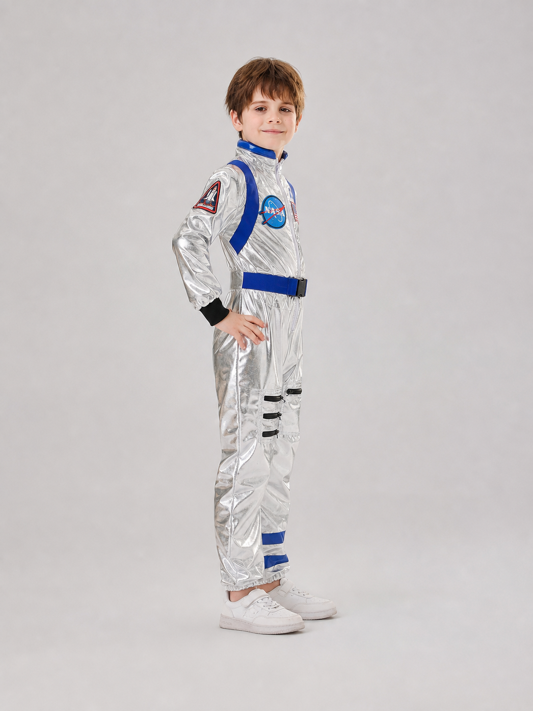 Astronaut Carnival Costume, Silver Jumpsuit