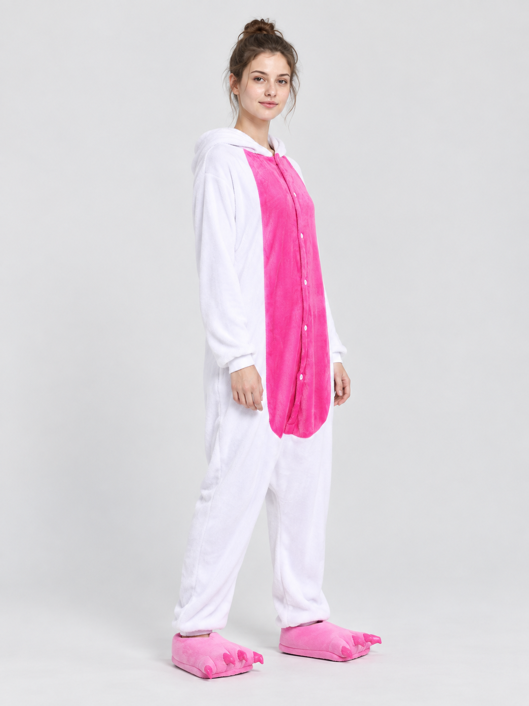 Hooded Pajama Jumpsuit with Pink Insert