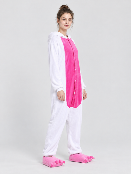 Hooded Pajama Jumpsuit with Pink Insert