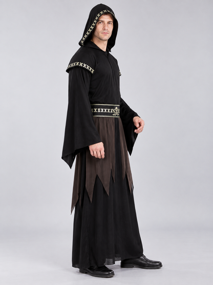 Dark Wizard Costume with Hood and Belt