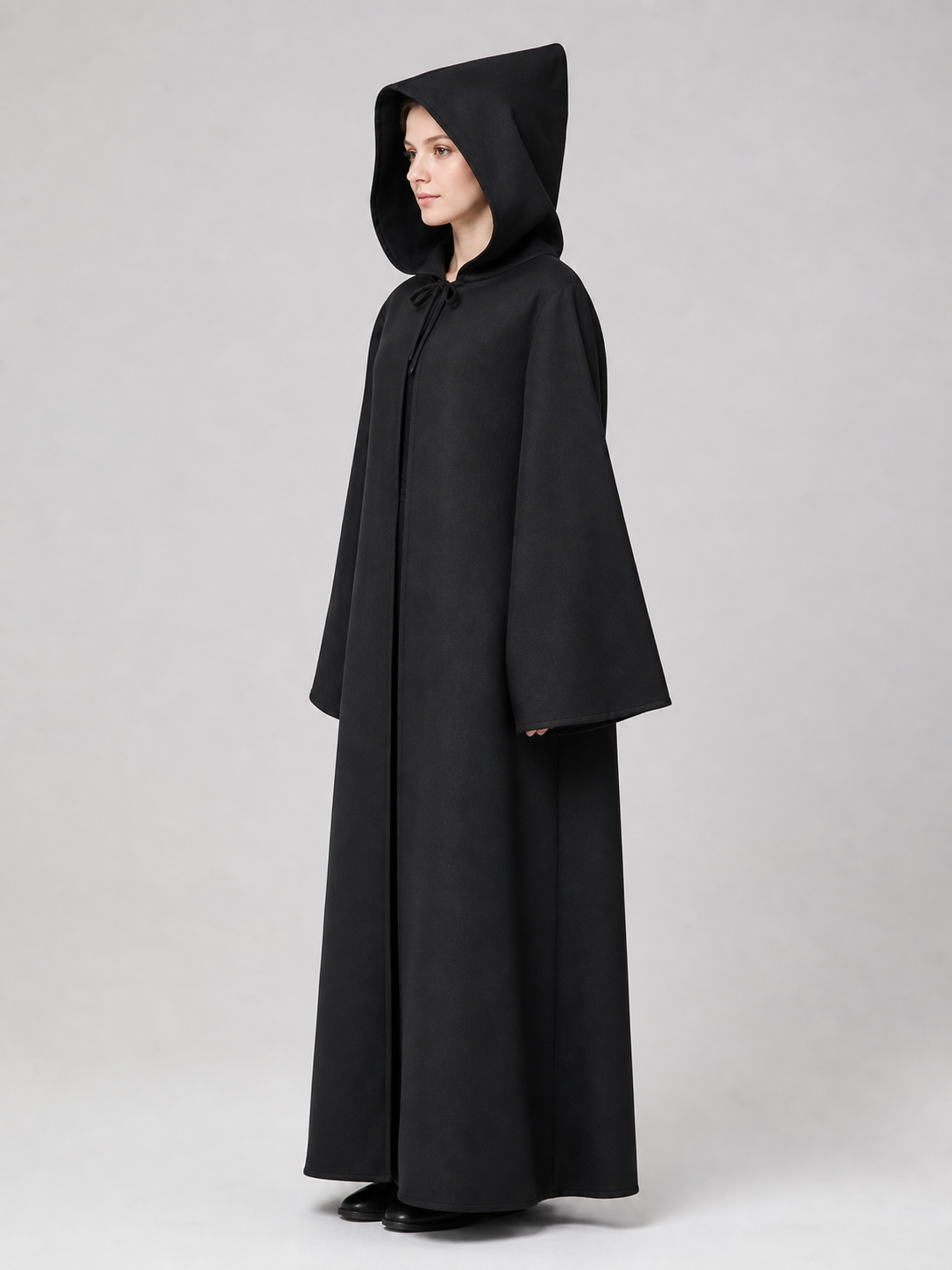 Long Black Hooded Carnival Cloak