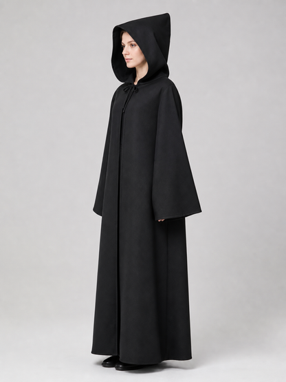 Long Black Hooded Carnival Cloak
