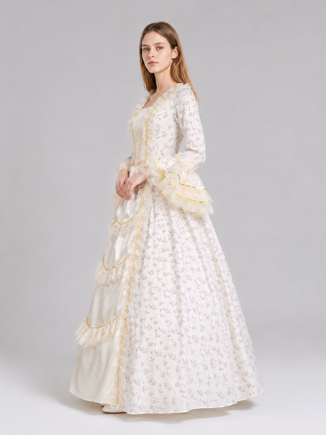 Long Victorian-Style Lace Dress side view