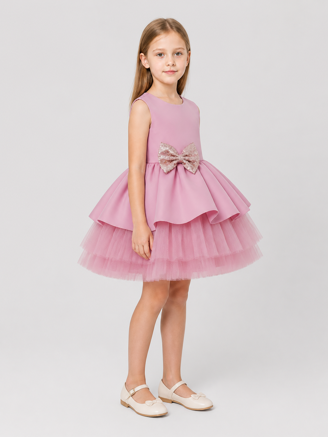 Full Princess Dress with Tulle Skirt and Bow