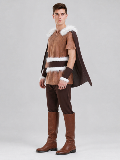 Medieval costume with cloak, belt, and boots