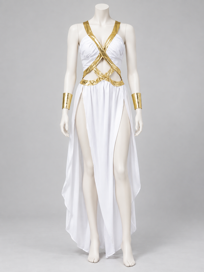 Egyptian Carnival Costume with Gold-Colored Trim side view