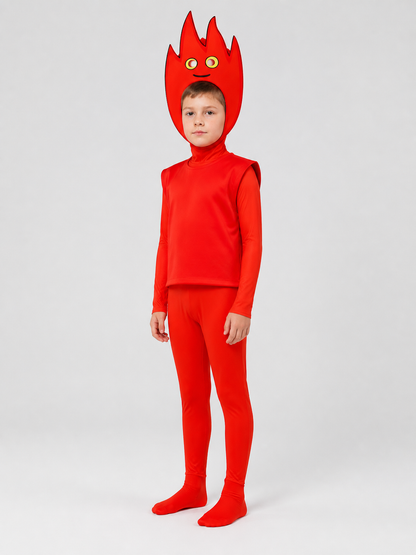 “Fire Hero” Cosplay Costume, Red Jumpsuit side view