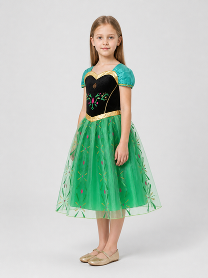 Girls' Elsa and Anna Princess Dress with Full Skirt side view