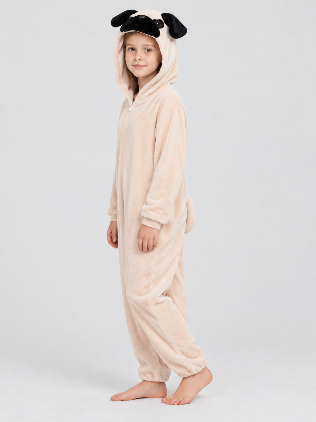 Hooded Pajama Jumpsuit with Dog Face