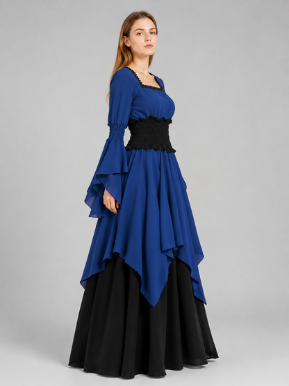 Long Historical Dress with Asymmetrical Skirt side view