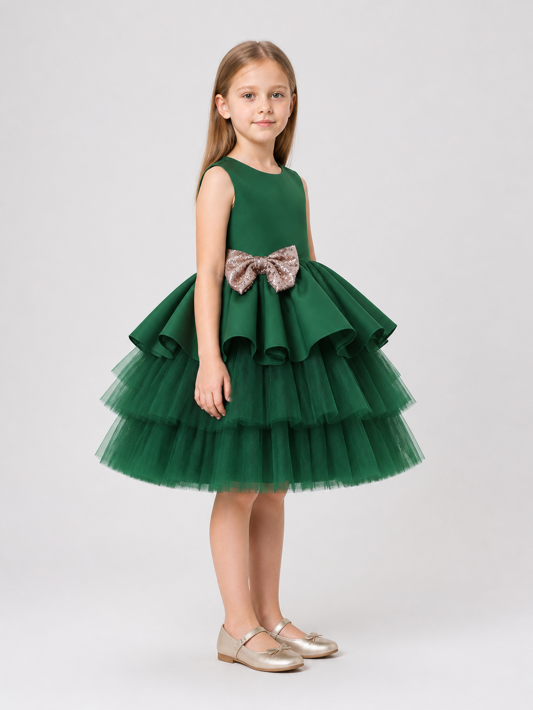 Sleeveless Princess Dress with Full Skirt and Bow side view