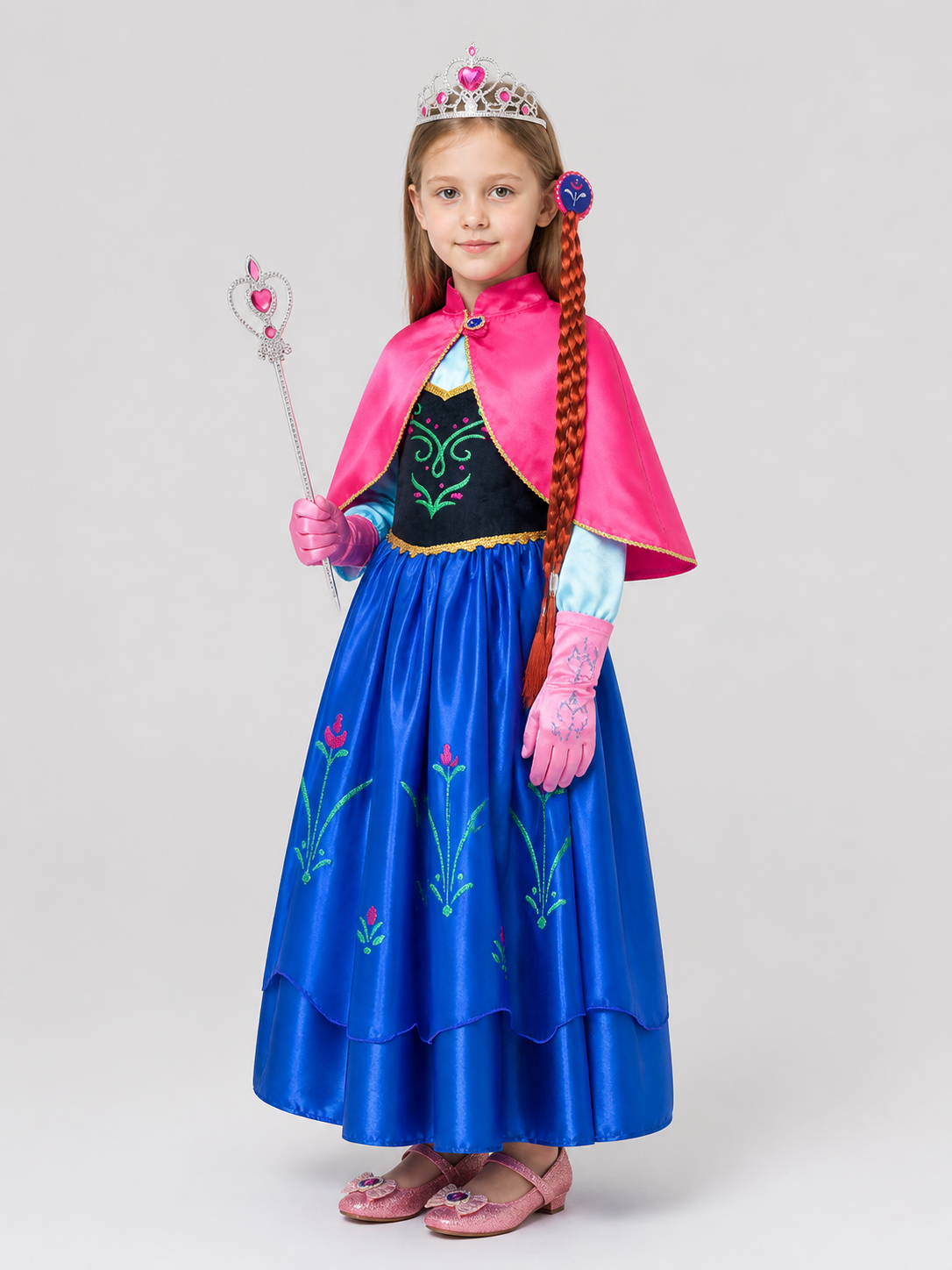Princess Anna Costume with Cape and Accessories side view