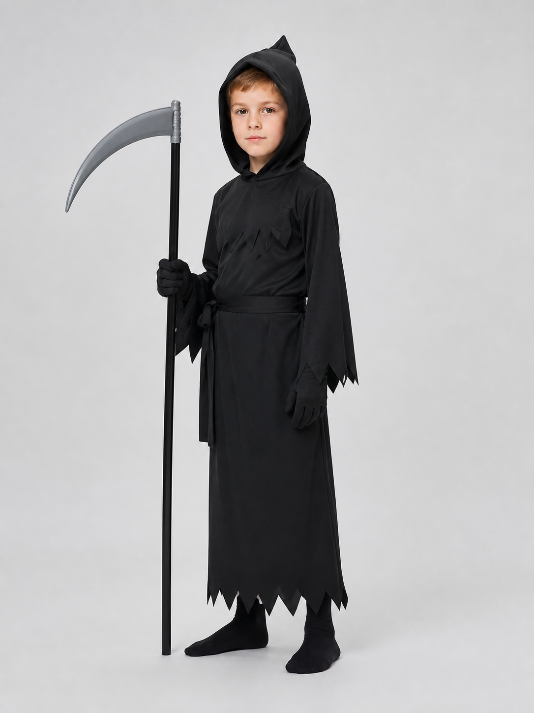 Hooded Grim Reaper Costume with Mask, Scythe Included