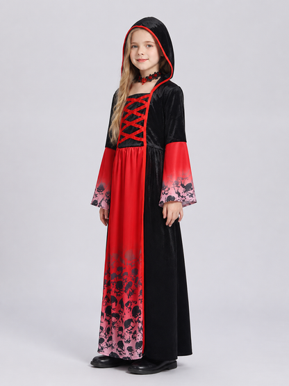 Hooded Skull Dress Robe for Halloween Cosplay