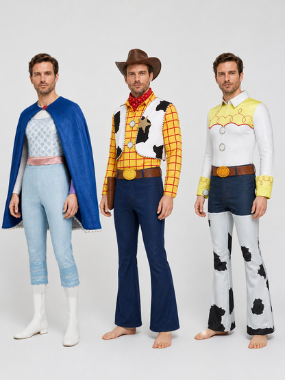 Toy Story Woody, Bo Peep, and Jessie Cosplay Costume side view