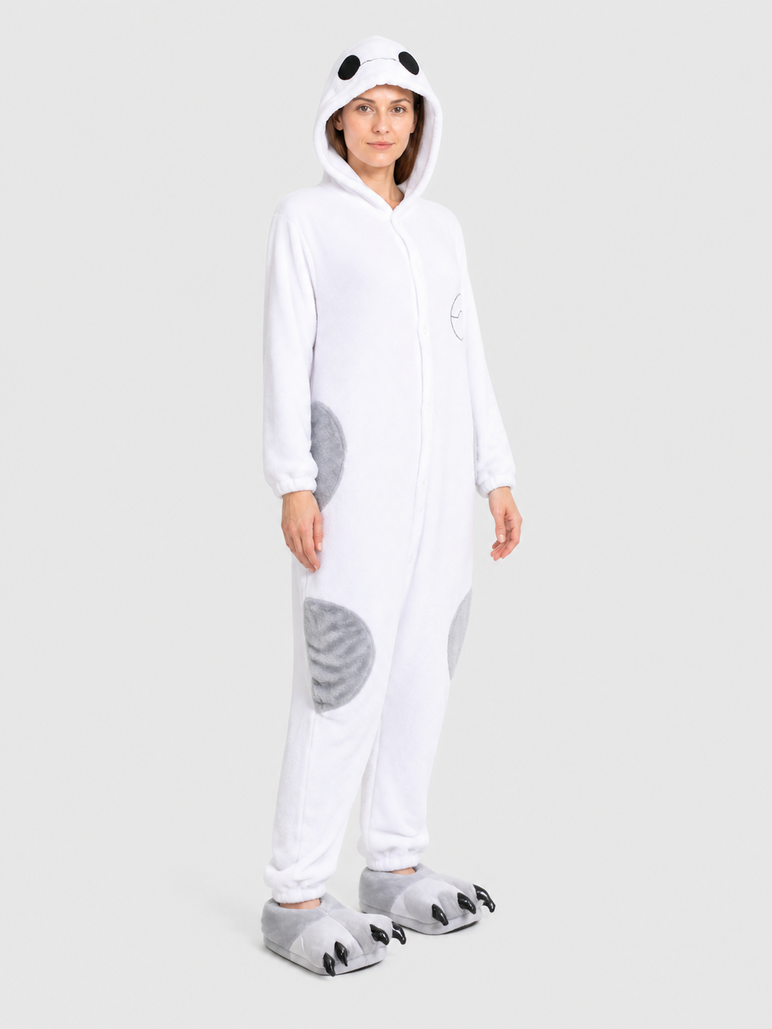 Panda Flannel Pajama Jumpsuit with Hood side view