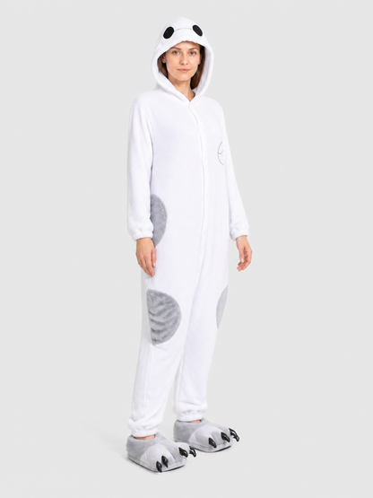 Panda Flannel Pajama Jumpsuit with Hood side view
