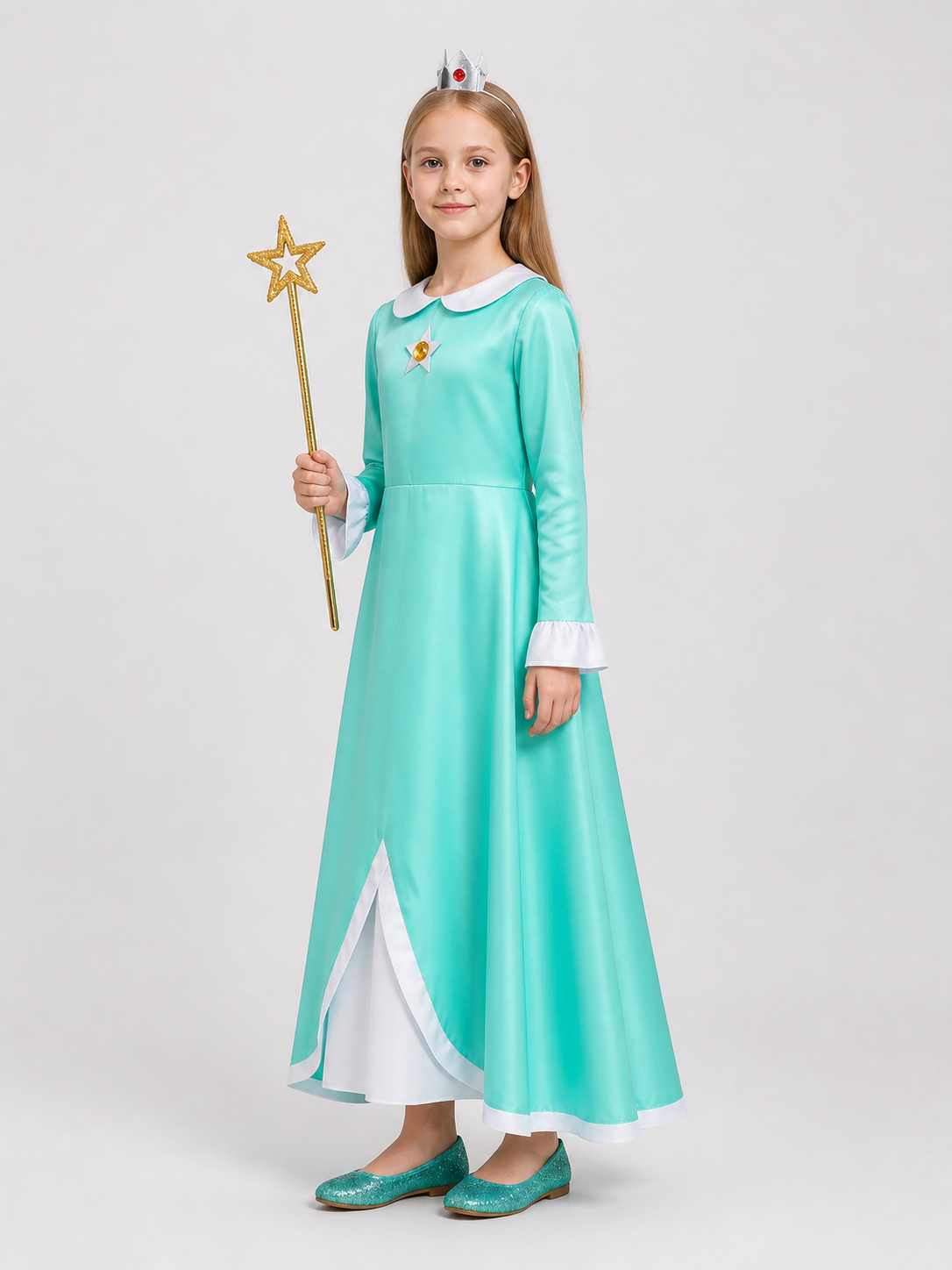 Rosalina Princess Dress with Brooch, Long side view