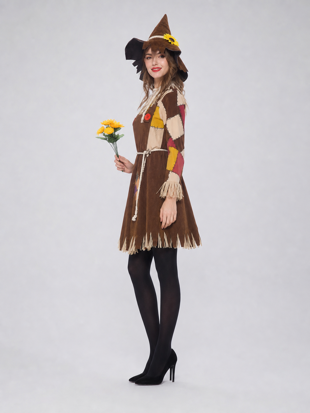 Witch Costume with Pointed Hat and Fringe