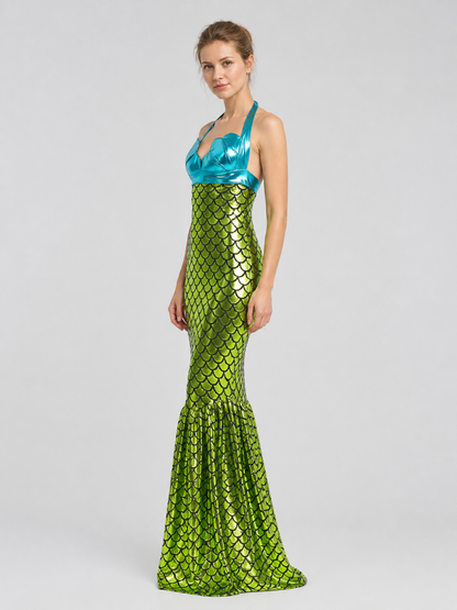 Mermaid Dress with a Sparkly Top and Scaly Pattern
