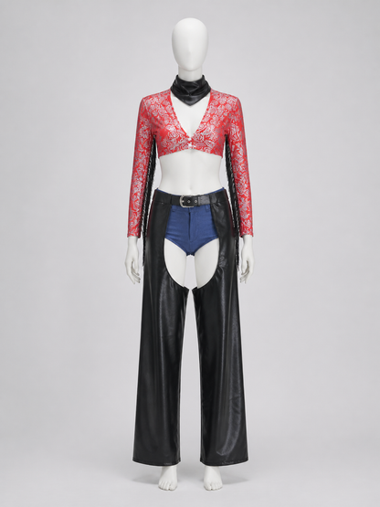 Pirate Costume with Top and Wide-Leg Pants side view