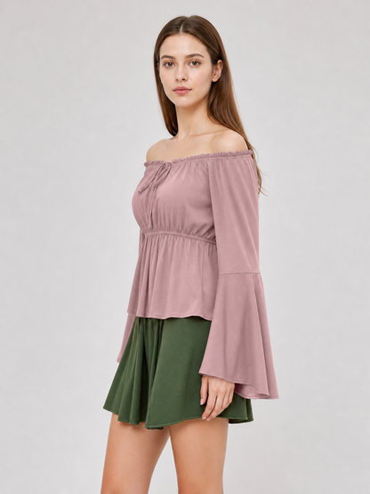 Off-the-Shoulder Blouse with Long Sleeves