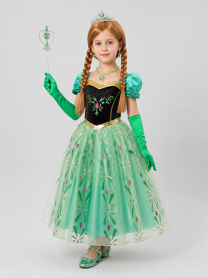 Elsa Costume for Children: Dress, Wig, Crown side view