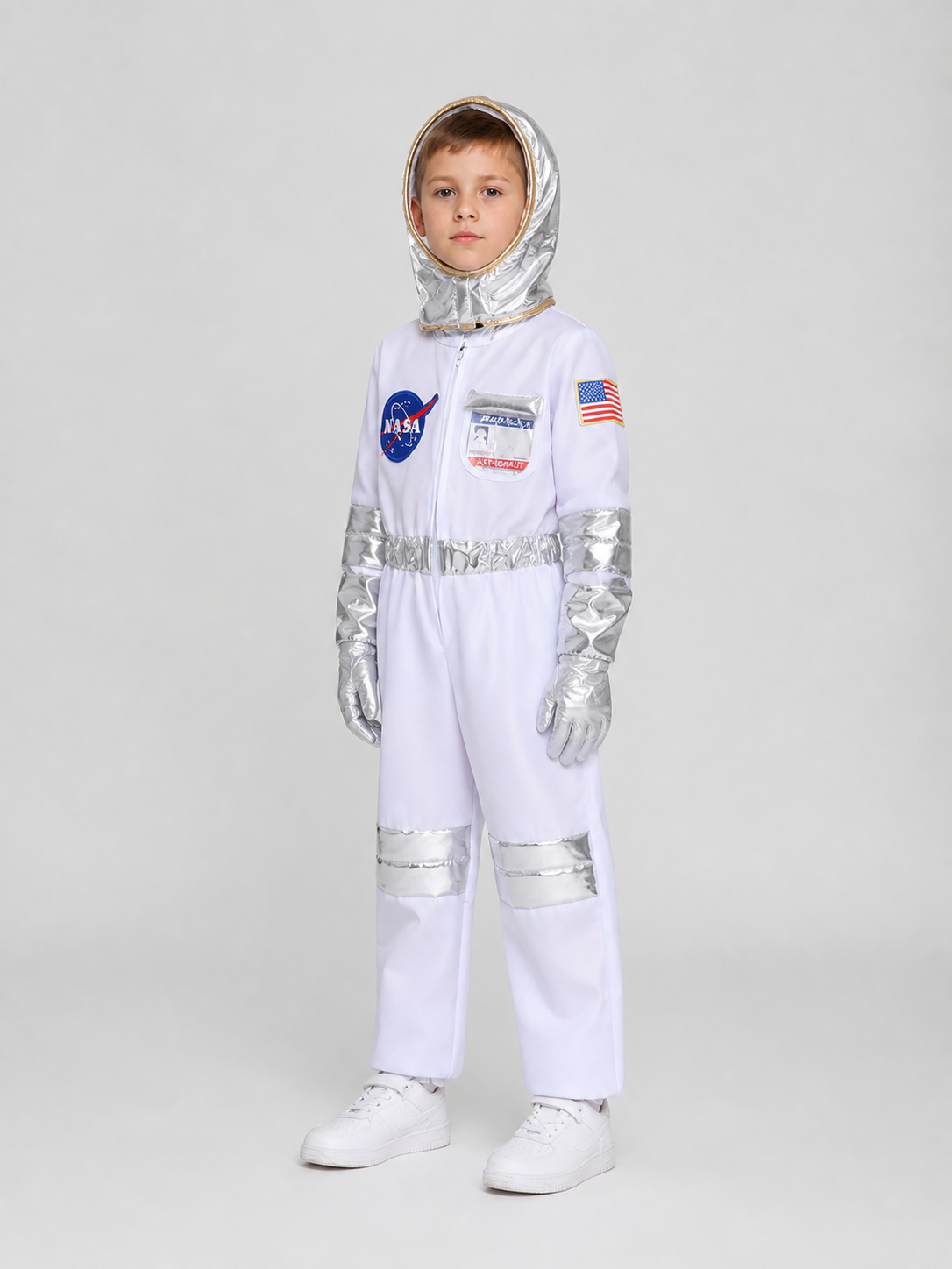 White Children's Astronaut Jumpsuit for Cosplay side view