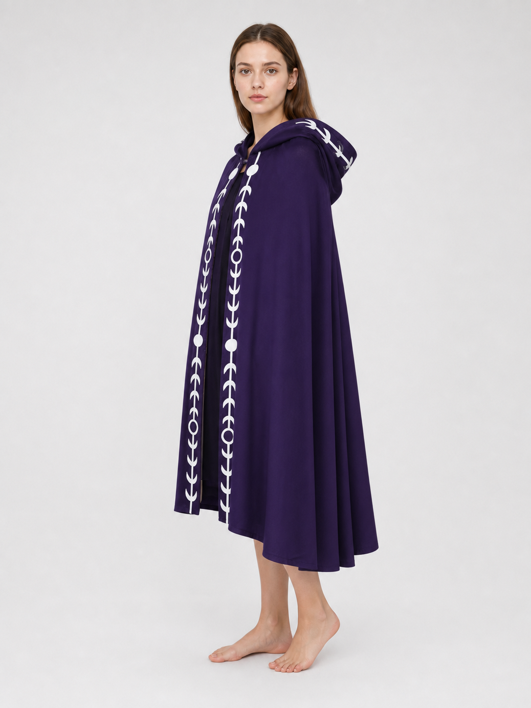 Purple Hooded Cape in Medieval Style