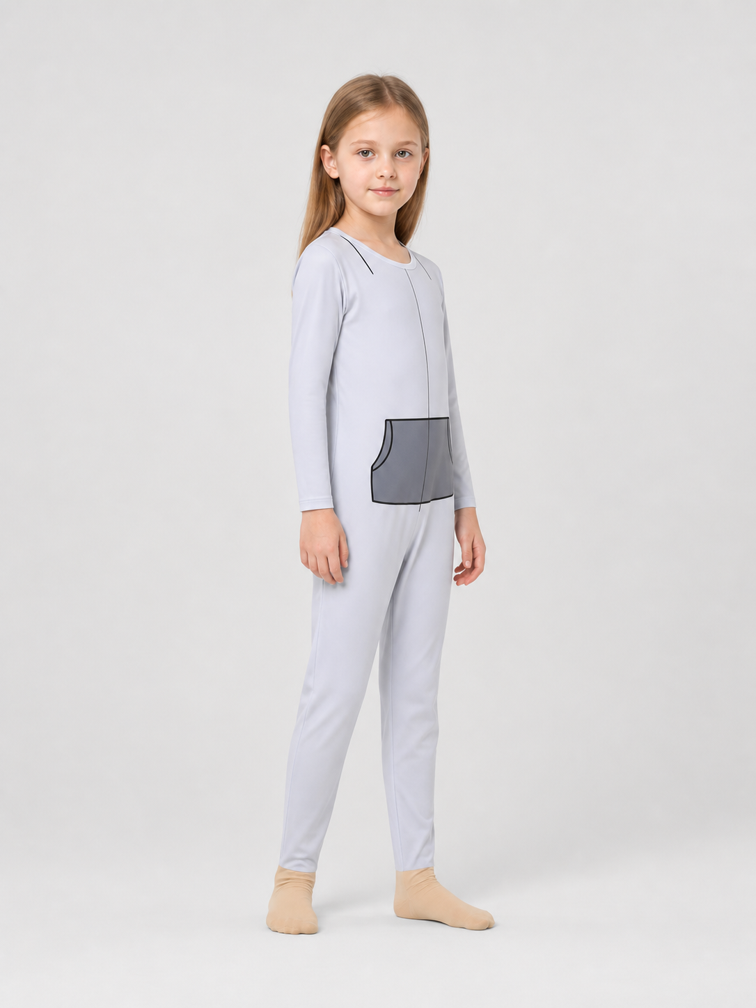 Children’s Animal Costume for Cosplay, Gray Jumpsuit side view