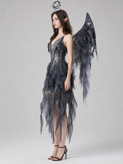 Gothic costume with wings and a flower crown