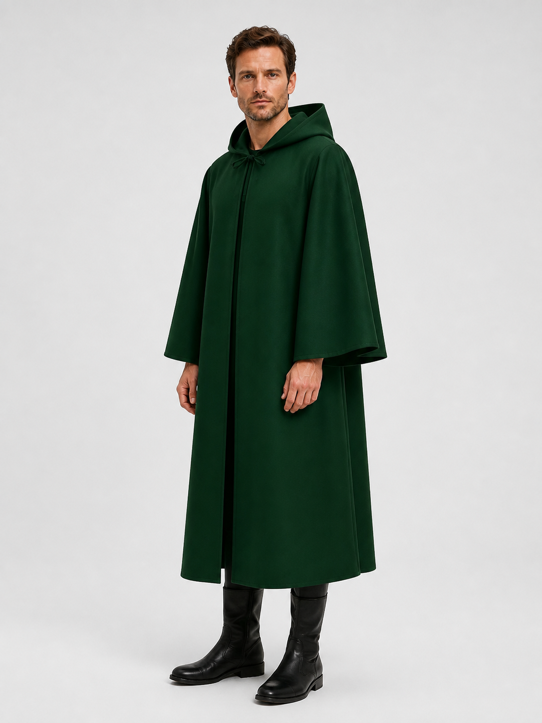 Dark Green Hooded Cloak for Halloween side view
