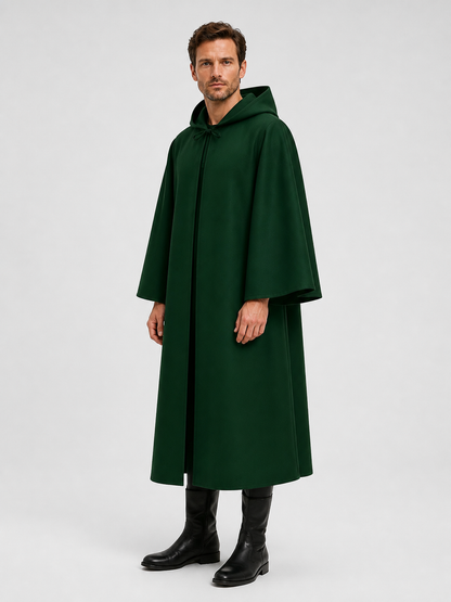 Dark Green Hooded Cloak for Halloween side view
