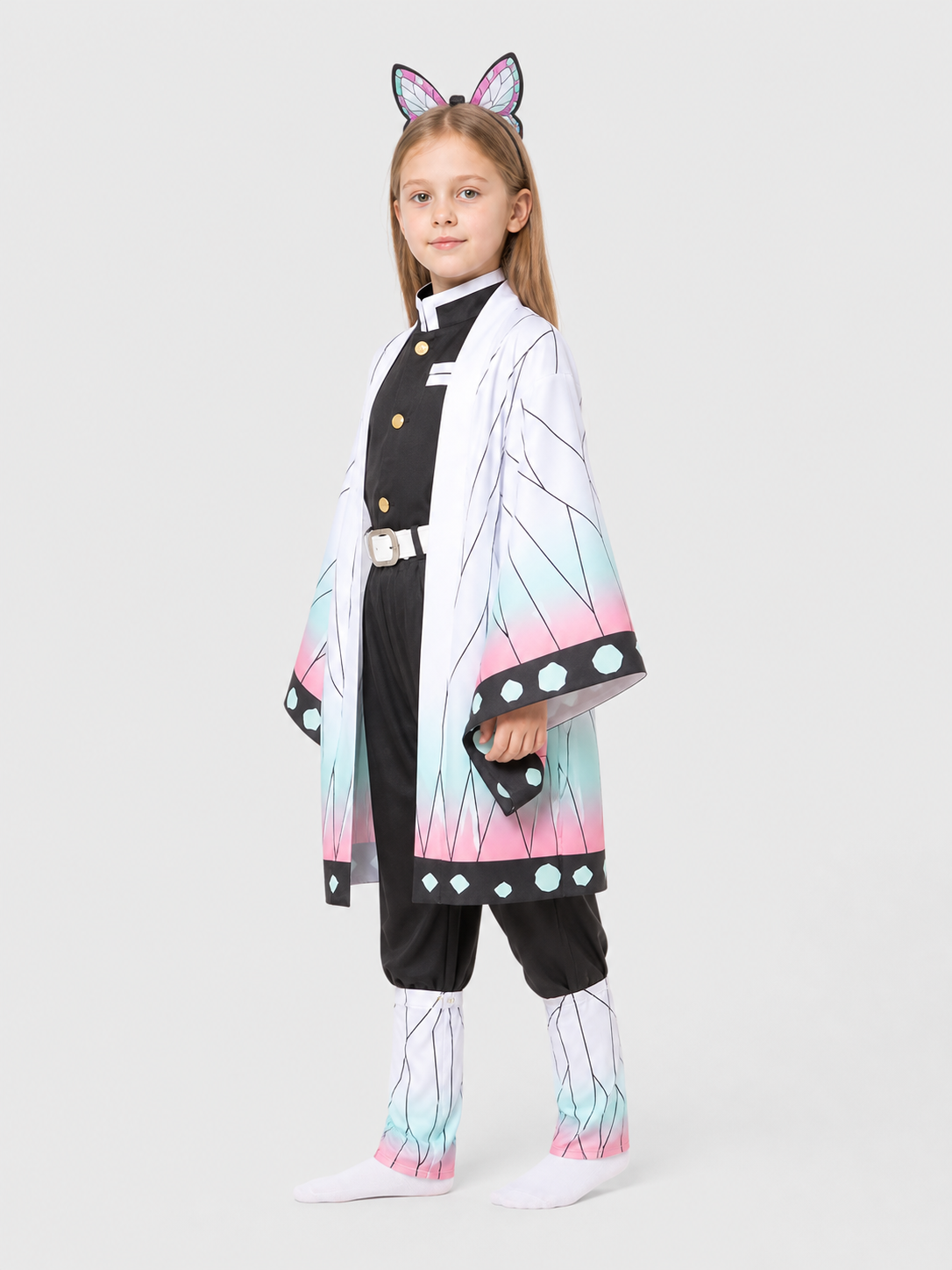 Shinobu Cosplay Costume from Demon Slayer with Cape side view