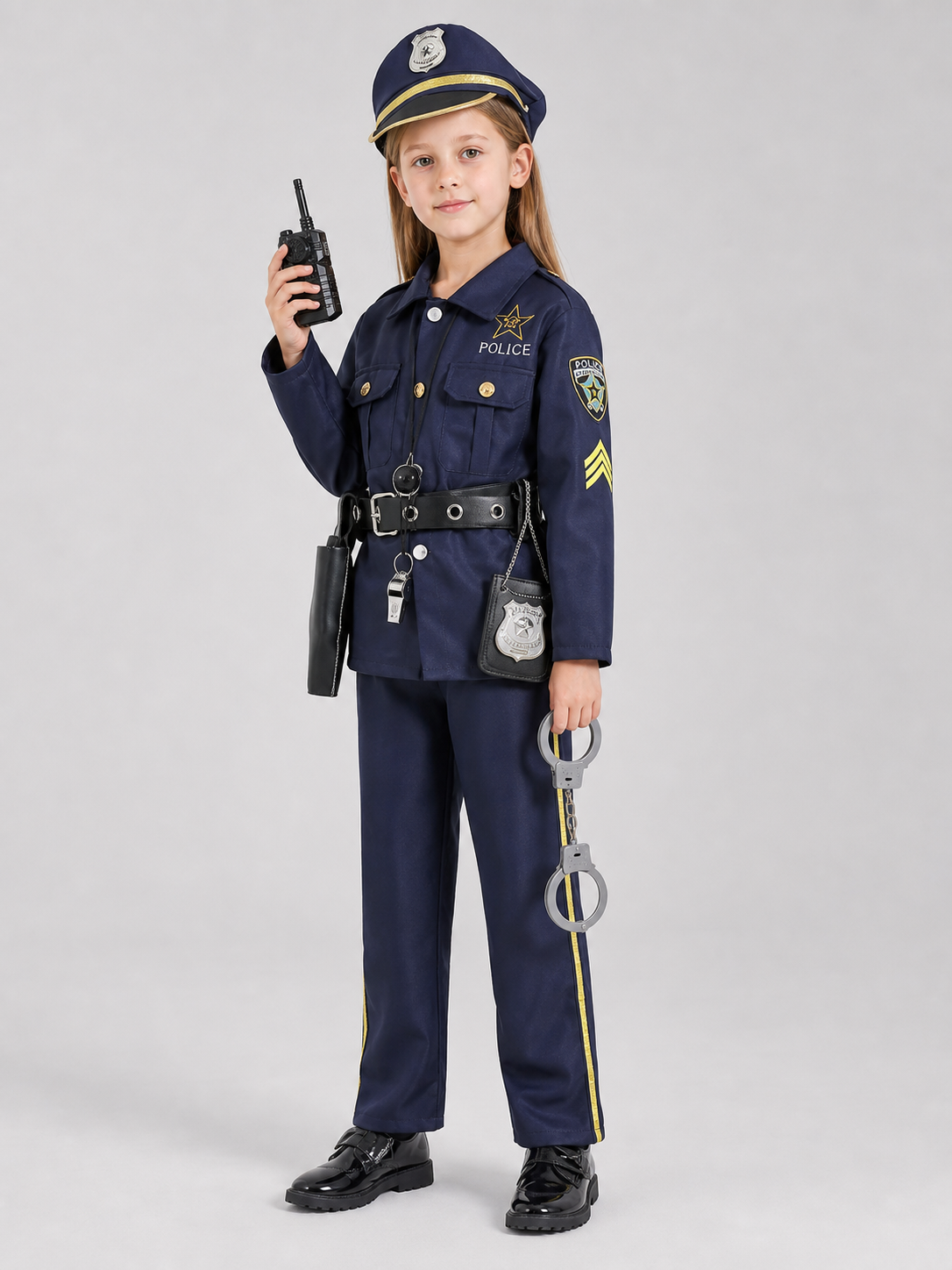 Police Cosplay Costume Set with Cap and Accessories side view